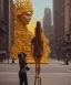 Placeholder: Statue of Queen of photography. Cute blonde woman. Photographer in golden crown. Standing on the street. Big camera in her hand. hyperdetailed, photorealistic, trending on artstation, greg rutkowski, beksinski, kodachrome, lomography, golden hour, bokeh, volumetric light