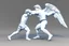 Placeholder: In 3d Mikros animation style. Jacob wrestling with angel.