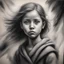 Placeholder: The future is uncertain, but she is determined to move forward, in charcoal art style