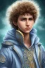 Placeholder: beautiful 12 year old arabic boy with curly hair and light blue eyes