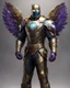 Placeholder: An armor made of a mixture of steel and leather, worn by a strong commander with magical power infinity gauntlet has six infinity stones And two big wings on his back