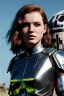 Placeholder: ultrarealistic, ruined city,__star wars armor__, __angles__, 18 year old woman, strikingly beautiful, ginger hair, silver colour, [__starlets__|__starlets__], (pale __skincolor__ skin:1.2), __camera__, _hair_, detailed face and eyes, medium breasts, leather choker, freckles, dynamic pose, resolved expression, __accessory__, strappy outfit, (straps:1.1), sword in scabard on left hip, (buckles, buttons, snaps, rings:1.0), haltertop style breastplate, detailed eyes, plump lips, sci-fi theme