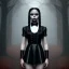 Placeholder: wednesday addams, wednesday addams hair, wednesday addams, make up, wednesday black dress, cinematic, hyper detail, 8k resulation