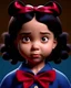 Placeholder: 3D. Hyperrealistic photograph of Mafalda in real life, with a bowtie or butterfly type bow on her head. Straight hair. (((Whole body)))