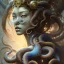 Placeholder: Sango fantasy, fantasy magic, intricate, sharp focus, illustration, highly detailed, digital painting, concept art, matte, art germ and Paul Lewin and Kehinde Wiley, masterpiece Indonesian lady head bronze octopus Asian African girl nice breast Thai hair turquoise silver blue waves