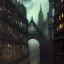 Placeholder: Skyline Gothic bridges between building,Bridges on rooftops, Gotham city,Neogothic architecture, by Jeremy mann, point perspective,intricate detailed, strong lines, John atkinson Grimshaw, steampunk