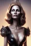 Placeholder: Julia Roberts as evil queen in black leather gown, evil, busty, cleavage, curvy, angry, stern look. character design by cory loftis, fenghua zhong, ryohei hase, ismail inceoglu and ruan jia. unreal engine 5, artistic lighting, highly detailed, photorealistic, fantasy
