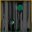 Placeholder: Negotiating dream frequencies culvimating in a fetal absurdity, by Gabriel Pacheco, by Colin McCahon, ink illustration, Green and black color scheme, unsettling abstract art, art nouveau