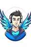 Placeholder: Gaming yuong man have a wings with a avatar logo design