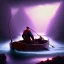 Placeholder: Charon the ferryman in his boat on the river Styx, red black purple colours, 8k, high definition, fantasy art, winding river, sharp jagged rocks, high contrast colours, sharp colours