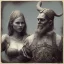 Placeholder: old viking with his zombie wife, scary, steam punk, realistic, made in octane, cinematic, ultra-realistic, extremely detailed octane rendering, 8K, VRAY Super Real ar 2:3, dof photorealistic futuristic 50mm lens hard lighting dark gray tintype photograph, realistic lighting, sepia color