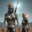 Placeholder: Ultra Realistic retro sci-fi movie war scene, waist up view portrait, blonde Jedi woman pointing a gun, sweet Kate moss face, perfect iris, glow eyes, makeup, weapon. Drones background, Retro sci-fi style, helmet, tight latex coat, fog, rain, soft color, highly detailed, unreal engine 5, ray tracing, RTX, lumen lighting, ultra detail, volumetric lighting, 3d, finely drawn, high definition, high resolution.