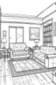 Placeholder: Outline art, simpl House interior design, sofa chair, cartoon style, thick lines, low details, --ar 9:11