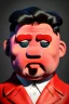 Placeholder: Waist up muppet Portrait, Kim Jong-un muppet doll, black suit, photo studio, red background, unreal engine 5, concept art, art station, ray tracing, lumen lighting, ultra detail, volumetric lighting, 3d.