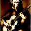 Placeholder: scratchart by albrecht durer of a monkey playing a guitar