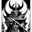 Placeholder: Devil demon satan king knights war code prophecy black and white