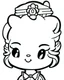 Placeholder: outline art for real Princess Hello Kitty winking coloring page, Japanese manga style, cartoon style, cute face, white background sketch style, full body is a must, only use outline, clean line art, no shadow, bold outline