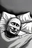 Placeholder: Draw a sleeping Putin, he seems to be having a good dream and smiling in his sleep. The picture should resemble the style of a comic book.