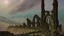 Placeholder: Destroyed City, medieval ruins, debris, stone, breched, brocken, Perspektiv from the sky, by Jean-Baptiste Monge, Ivan Bilibin, Albert Bierstadt, Reza Badrossama, watercolor ink, pencil sketch, splash art, intricate details, fantasy, beautiful, oil on canvas, award winning, imperial colours, fantastic view, radient colours, very attractive, crisp quality