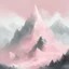 Placeholder: A pale pink mountain filled with ghosts painted by Zosan