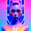 Placeholder: blonde woman teenager, geisha, retro futuristic, latex dress, gradient color, BLUE, PINK, CYAN, neon, insanely detailed, 16k resolution, perfect eyes, cinematic smooth, intricate detail