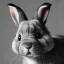 Placeholder: image with 1 grey rabbit and 1 black and grey rabbit and 1 red-headed cat