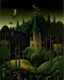 Placeholder: A dark green fairy castle painted by Henri Rousseau