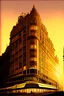 Placeholder: A grandiose portrayal of the Hilton Hotel in Paris bathed in the warm glow of a setting sun. The architecture should be finely detailed, with a sharp focus on the intricate facade, contrasted by the lively street scene bustling with Parisians and tourists. The style should draw from architectural illustrators like Hugh Ferriss and Frank Lloyd Wright, with the precision and clarity of artists like Greg Rutkowski and Artgerm.