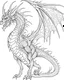 Placeholder: coloring image of full body dragon, line art, realistic, white background