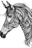 Placeholder: realistic horse head tattoo idea, line art, background, vector, svg, black outline on white background, leave plenty of white space beetween lines for coloring, tattoo style, tattoo idea,full body, minimalist