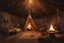 Placeholder: Tribal Tent Photorealistic Concept Art, 1800s Old West, Interior, Tent, Torches, Throne, Furs