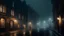 Placeholder: An old city was covered in fog at night, a cinematic look of depth.