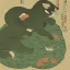 Placeholder: a cat swimming in duckweed ukiyo-e