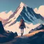 Placeholder: a person walking on the mountain, anime