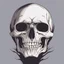 Placeholder: Minimalistic vampire skull with open mouth, side view