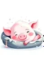 Placeholder: north pole pig sleep with smile face