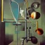 Placeholder: a Soap Bubble including unverse-like complex surgical instruments mixed with musical instruments,Painting By Adrian Ghenie, Rene Magritte, Salvador Dali, Lucian Freud