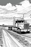 Placeholder: Outline art, no shading, truck on the road, black and white, no shading, ow detail, --ar 9:11