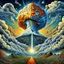 Placeholder: And If The Cloud Bursts Thunder In Your Ear || A Surreal Tribute To Pink Floyd, psychedelic, hyperdetailed, maximalist, vibrant colors, HDR, in the style of Jason Barnett and Patrick Woodroffe and Emek