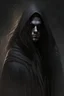 Placeholder: A dark Jedi, handsome,long hair, hooded, dark aura, ominous, tall