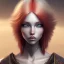 Placeholder: fantasy setting, redhead with white hair locks