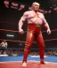 Placeholder: Photo realistic, Wrestler Donald trump, wrestling, American shot, sweat, blood, red breeches, suspenders, retro style, 80s, hot ambient, photo studio, vibrant color, gradient, highly detailed, art stations, concept art, smooth, unreal engine 5, god rays, ray tracing, RTX, lumen lighting, ultra detail, volumetric lighting, 3d, finely drawn, high definition, high resolution.