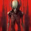 Placeholder: Neon hallucinary nyctophobic alien anatomy, abstract surreal horror, by H.R. Giger and Arthur Secunda and Anton Semenov, futuristic acid wash mind-bending illustration, dark shine burn, anatomical schematic cutaway guided by N(t)=N0​⋅e−kt,