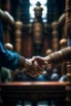 Placeholder: handshake in the temple,shot on Hasselblad h6d-400c, zeiss prime lens, bokeh like f/0.8, tilt-shift lens 8k, high detail, smooth render, down-light, unreal engine, prize winning