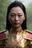 Placeholder: Thailand girl head portrait, warrior costume, village, meditation, woods, cyberpunk, 8k quality