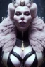 Placeholder: Hannah Waddingham as evil queen in black leather, busty, cleavage, dominatrix, curvy, angry, stern look. character design by cory loftis, fenghua zhong, ryohei hase, ismail inceoglu and ruan jia. unreal engine 5, artistic lighting, highly detailed, photorealistic, fantasy