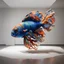 Placeholder: Imagine a large-scale sculpture made of your beautifully manipulated fabrics, arranged in such a way that it evokes the fluid and dynamic nature of a mandarin fish swimming.