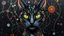 Placeholder: masterpiece Impasto style oil painting of creating figure full cat lheart jungle scary dark is made of granite terrazzo motifs black with textured brush strokes, jungle scary is made of immersive experience, intricate and detailed, trippy psychedelic Pointillist bright, lively and colorful explosions mirrors dry, and closed eyes. Cubist granite abstract descending from a amazing stained glass slanted ribbon lines, a sheets spiral geomatrical, Express live brushwork brings depth and textured