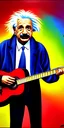 Placeholder: Albert Einstein tocando guitarra Ultra realista, Ultra detalhista glamuroso, gracioso realista pintura,tonalidade de vermelho, azul, verde, amarelo