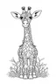 Placeholder: outline art for cute Giraffe coloring pages with caves, white background, sketch style, full body, only use outline, mandala style, clean line art, white background, no shadows and clear and well